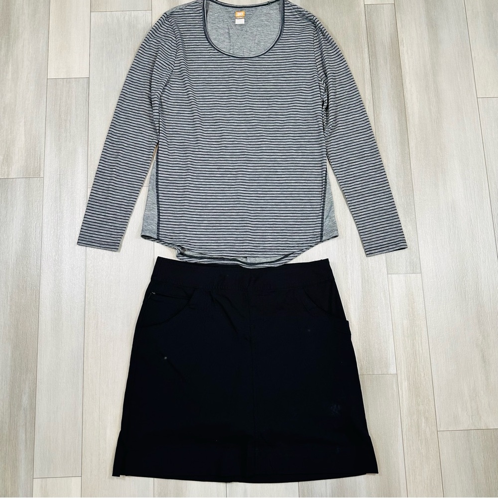 Lucy Women’s Striped Long Sleeve Top & Black Skort Set Size Medium